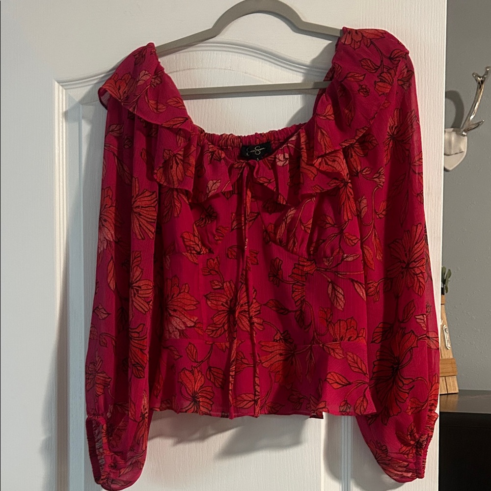 Jessica Simpson Red Floral Blouse